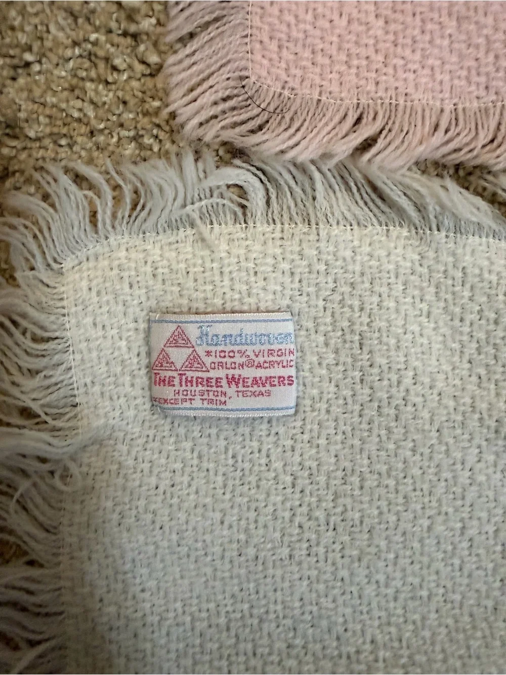 The Three Weavers vintage 1980s baby blanket